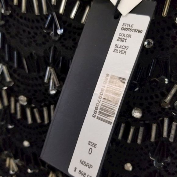 ALICE & OLIVIA Black Beaded 3/4 Sleeve Dress Sz0 - Picture 6 of 8